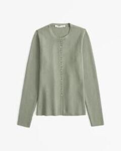 Abercrombie Women's Slim Ribbed Cardigan in Green